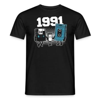 Vintage Born In 1991 Birthday Gift 1991 - Men's T-Shirt - black - Front - AI Model Male 178 light (178cm)