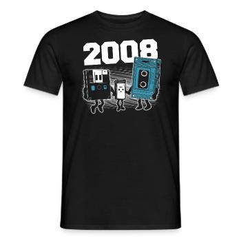 Vintage Née En 2008 Cadeau Anniversaire 2008 - T-shirt homme - noir - Devant - AI Model Male 178 light (178cm)