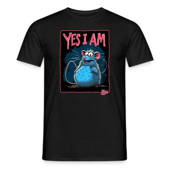 Grand Rat Joyeux : Oui, je le suis ! - T-shirt homme - noir - Devant - AI Model Male 178 light (178cm)