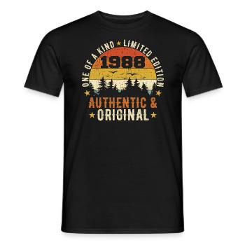 Original 1988 Birthday Gift 1988 Authentic - Men's T-Shirt - black - Front - AI Model Male 178 light (178cm)