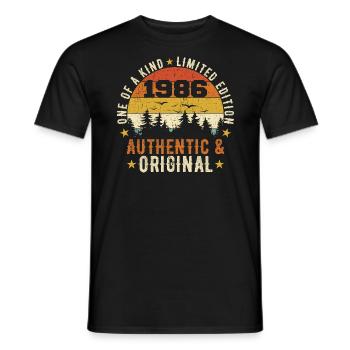 Original 1986 Authentic 1986 Birthday Gift - Men's T-Shirt - black - Front - AI Model Male 178 light (178cm)