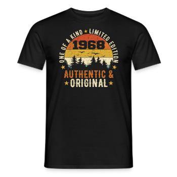 Original 1968 Cadeau D'anniversaire 1968 Authentic - T-shirt homme - noir - Devant - AI Model Male 178 light (178cm)