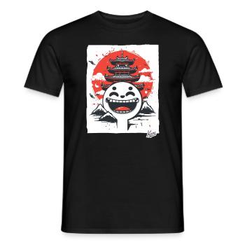 Japanische Berge: Shinto-Pagode lachendes Gesicht - Männer T-Shirt - Schwarz - Vorne - AI Model Male 178 light (178cm)