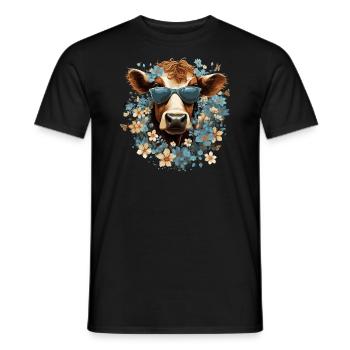 Lustige Kuh mit Blumen - Männer T-Shirt - Schwarz - Vorne - AI Model Male 178 light (178cm)
