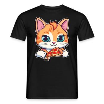 Le chat adore la pizza - T-shirt homme - noir - Devant - AI Model Male 178 light (178cm)