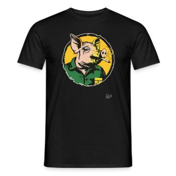 City Country Worker Smoking Pig - Men's T-Shirt - black - Front - AI Model Male 178 light (178cm)
