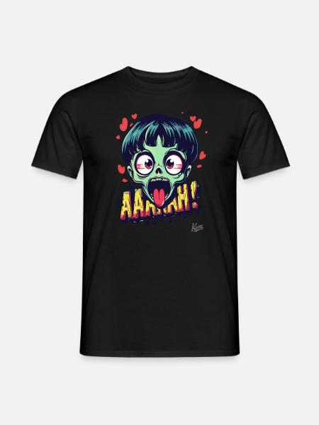 Naughty zombie with hearts - Men's T-Shirt - black