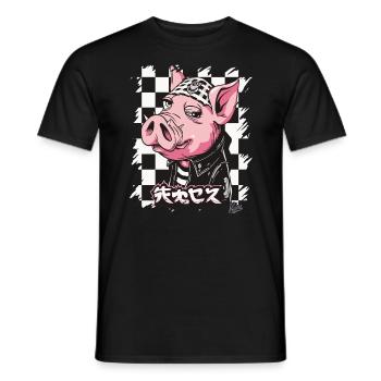 Rocker japonais : Cochon Bosozoku - T-shirt homme - noir - Devant - AI Model Male 178 light (178cm)