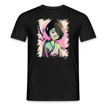 La Sakura Girl japonaise - T-shirt homme - noir - Devant - AI Model Male 178 light (178cm)