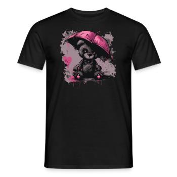 Niedlicher Teddybär mit Regenschirm - Männer T-Shirt - Schwarz - Vorne - AI Model Male 178 light (178cm)