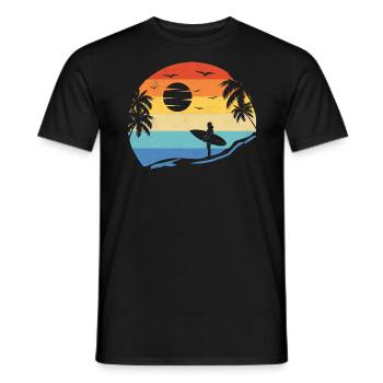 Beach Surfing Surfboard Vintage Surfer Beach Surf - T-shirt homme - noir - Devant - AI Model Male 178 light (178cm)