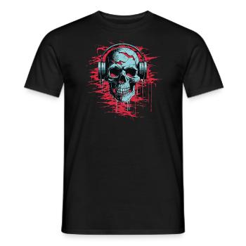 Zombie Skull Disc Jockey - T-shirt homme - noir - Devant - AI Model Male 178 light (178cm)