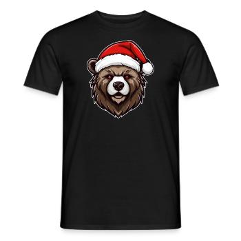 Christmas teddy bear in a bad mood - Men's T-Shirt - black - Front - AI Model Male 178 light (178cm)