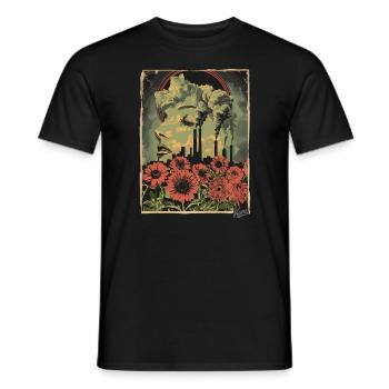 Fleurs industrielles de style propagande - T-shirt homme - noir - Devant - AI Model Male 178 light (178cm)