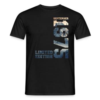 September 1975, 50th birthday Original 1975 - Men's T-Shirt - black - Front - AI Model Male 178 light (178cm)