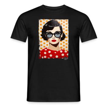 années 1950 Polka Dot Pop Art Femmes - T-shirt homme - noir - Devant - AI Model Male 178 light (178cm)