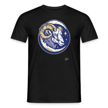 Der Mond, die Sterne und das Widder-Horn-Schaf - Männer T-Shirt - Schwarz - Vorne - AI Model Male 178 light (178cm)