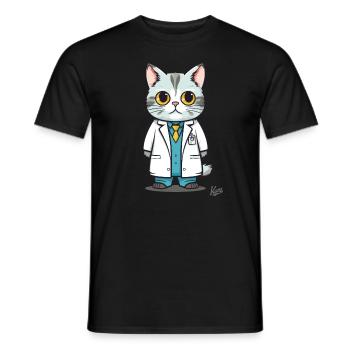 Der süße, lustige und ahnungslose Katzen-Doktor - Männer T-Shirt - Schwarz - Vorne - AI Model Male 178 light (178cm)