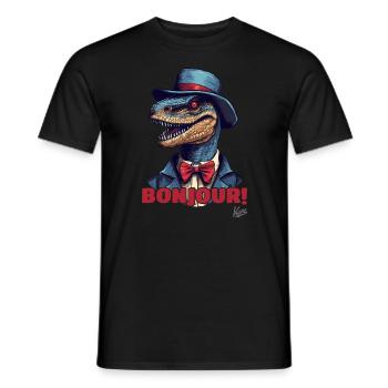 Hallo und Bonjour, raffinierter Raptor-Gentleman - Männer T-Shirt - Schwarz - Vorne - AI Model Male 178 light (178cm)