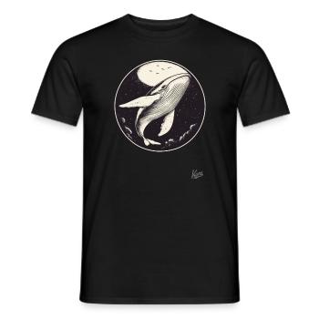 Blauer Wal im Himmel mit Mond und Sternen - Männer T-Shirt - Schwarz - Vorne - AI Model Male 178 light (178cm)