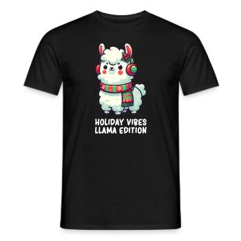 Lama - Lama de Noël - Lama mignon - Lama drôle - T-shirt homme - noir - Devant - AI Model Male 178 light (178cm)