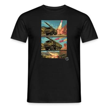 Military vehicles with pink rockets - Men's T-Shirt - black - Front - AI Model Male 178 light (178cm)