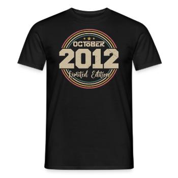 Born in October 2012 Retro Birthday October 2012 - Men's T-Shirt - black - Front - AI Model Male 178 light (178cm)
