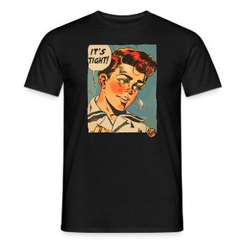 Vintage 50s Cartoon Boy : c’est serré ! - T-shirt homme - noir - Devant - AI Model Male 178 light (178cm)