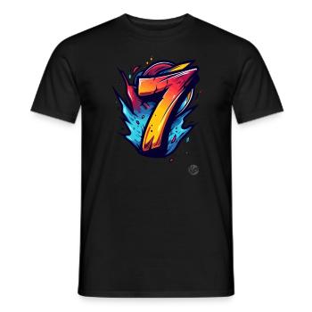 Knalliges "7" Design mit explosiven Farben - Männer T-Shirt - Schwarz - Vorne - AI Model Male 178 light (178cm)