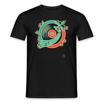 Musique rétro et design de voyage « Plate & Airplane » - T-shirt homme - noir - Devant - AI Model Male 178 light (178cm)