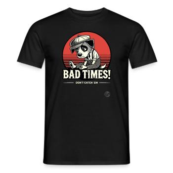 Bad Times, trauriger Vintage retro cartoon Hund - Männer T-Shirt - Schwarz - Vorne - AI Model Male 178 light (178cm)
