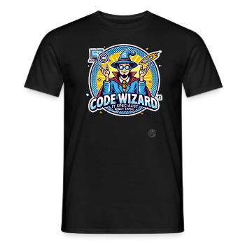 Code Wizard Restart Specialist IT Expert - Men's T-Shirt - black - Front - AI Model Male 178 light (178cm)