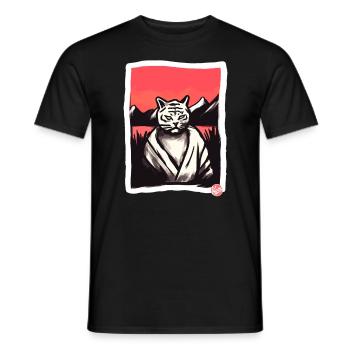 Asiatische Kampfkunstkatze Tiger - Männer T-Shirt - Schwarz - Vorne - AI Model Male 178 light (178cm)