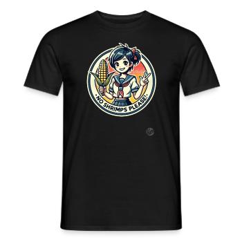 No shrimps: cartoon girl with corn on the cob - Men's T-Shirt - black - Front - AI Model Male 178 light (178cm)