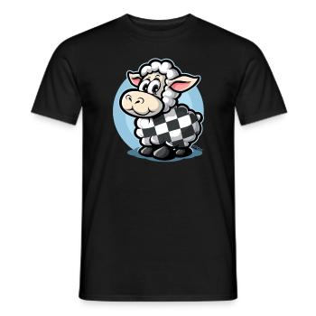 Plaid pattern with cute cartoon sheep - Men's T-Shirt - black - Front - AI Model Male 178 light (178cm)