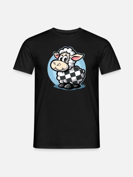 Karomuster mit süßem Cartoon-Schaf - Männer T-Shirt - Schwarz