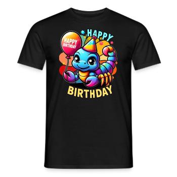Fête d'Anniversaire Scorpion - Dessin Animé - T-shirt homme - noir - Devant - AI Model Male 178 light (178cm)