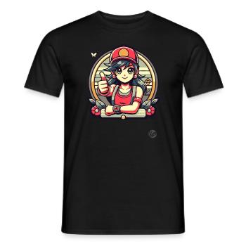 Pouce vers le haut Fille de dessin animé - T-shirt homme - noir - Devant - AI Model Male 178 light (178cm)