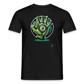 Main Mutant Zombie Vert avec Œil - T-shirt homme - noir - Devant - AI Model Male 178 light (178cm)