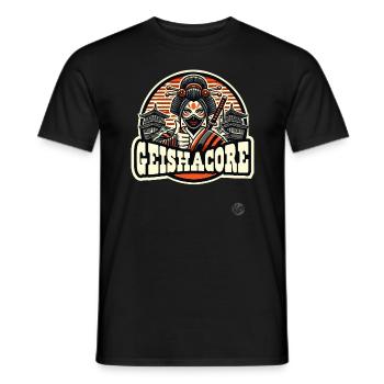Japan Edo Ninja Samurai: Thumbs Up Geisha - Men's T-Shirt - black - Front - AI Model Male 178 light (178cm)