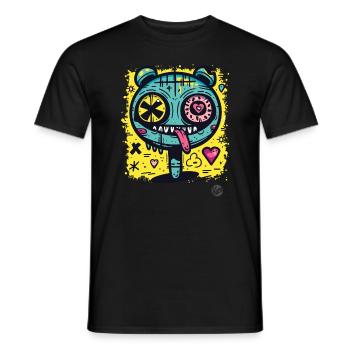 Supercoole Graffiti Monster Kreatur mit Herzen - Männer T-Shirt - Schwarz - Vorne - AI Model Male 178 light (178cm)