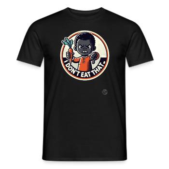 Kleiner Junge mit Karotte, das esse ich nicht! - Männer T-Shirt - Schwarz - Vorne - AI Model Male 178 light (178cm)