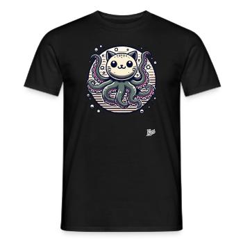 Oktopus Kraken Katze - Männer T-Shirt - Schwarz - Vorne - AI Model Male 178 light (178cm)