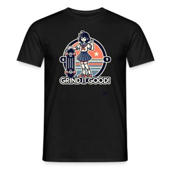 gib Gas und hau rein, Mädchen Skateboarding - Männer T-Shirt - Schwarz - Vorne - AI Model Male 178 light (178cm)
