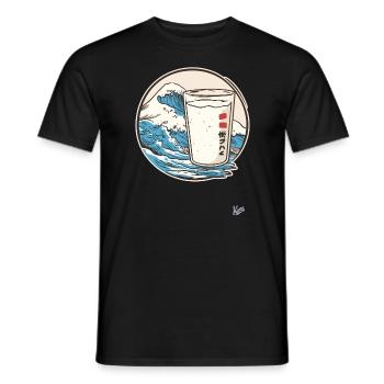 Japanese Sea Waves and Milk - Men's T-Shirt - black - Front - AI Model Male 178 light (178cm)