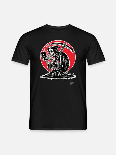 Sensenmann als Doom-Scroller und Smartphone-Zombie - Männer T-Shirt - Schwarz