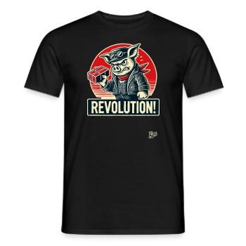Rétro ouvrier cochon drôle révolution - T-shirt homme - noir - Devant - AI Model Male 178 light (178cm)