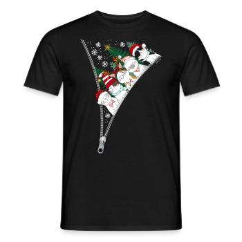 Weihnachten Reißverschluss Katzen - Männer T-Shirt - Schwarz - Vorne - AI Model Male 178 light (178cm)