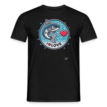 I love fish - Men's T-Shirt - black - Front - AI Model Male 178 light (178cm)