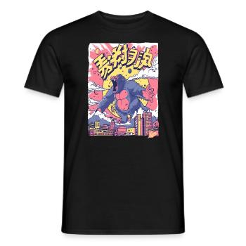 Cartoon Gorilla in Tokyo - Men's T-Shirt - black - Front - AI Model Male 178 light (178cm)